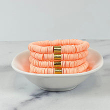 Load image into Gallery viewer, Coral Heishi Stretch Bracelet