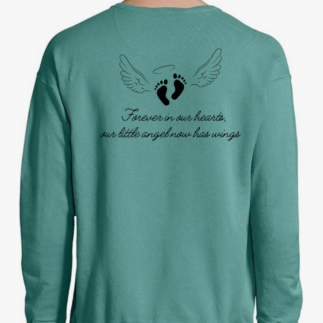 Infant, Pregnancy, Child Loss Personalized Sweatshirt- Angel Now Has Wings