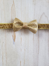 Load image into Gallery viewer, Sparkling Gold Bow Headband