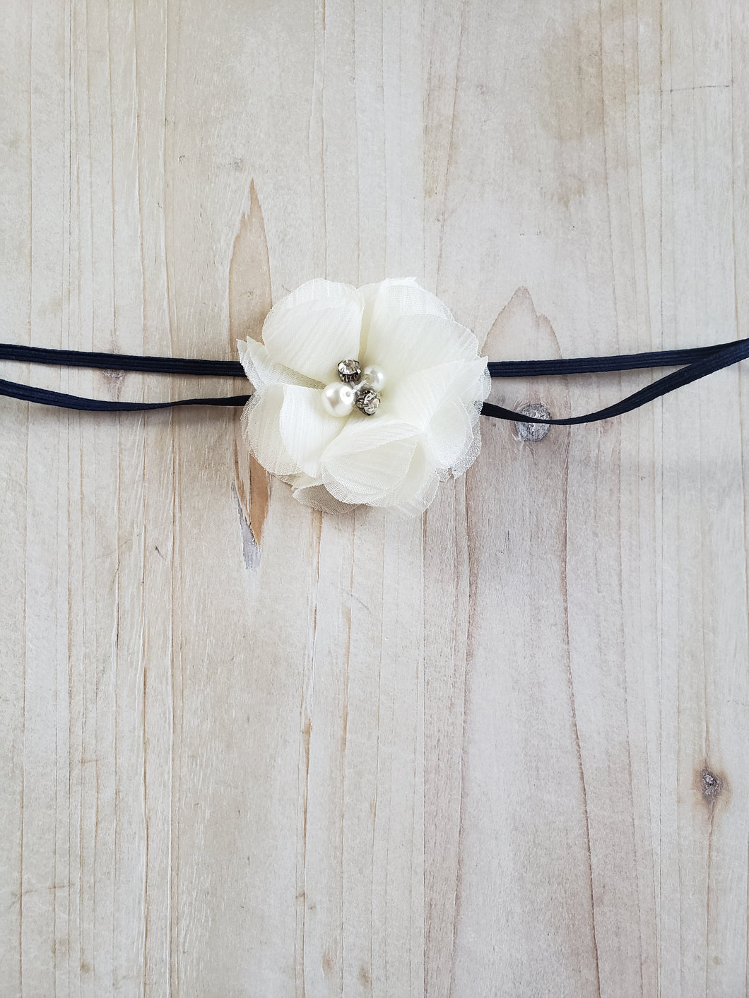 Single White Floral Headband