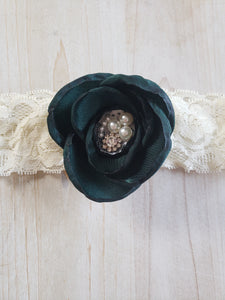 Floral Lace Headband- Green