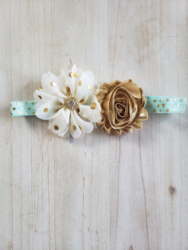 Gold Polk-A-Dot Floral Headband