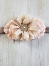 Load image into Gallery viewer, Triple Floral Headband- Peach &amp; Natural