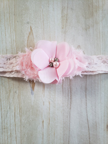 Pink Lace Triple Floral Headband