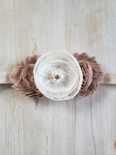 Headband- Concave Tan & White