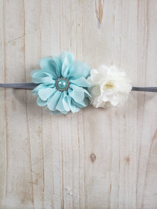 Floral Headband- Blue & White