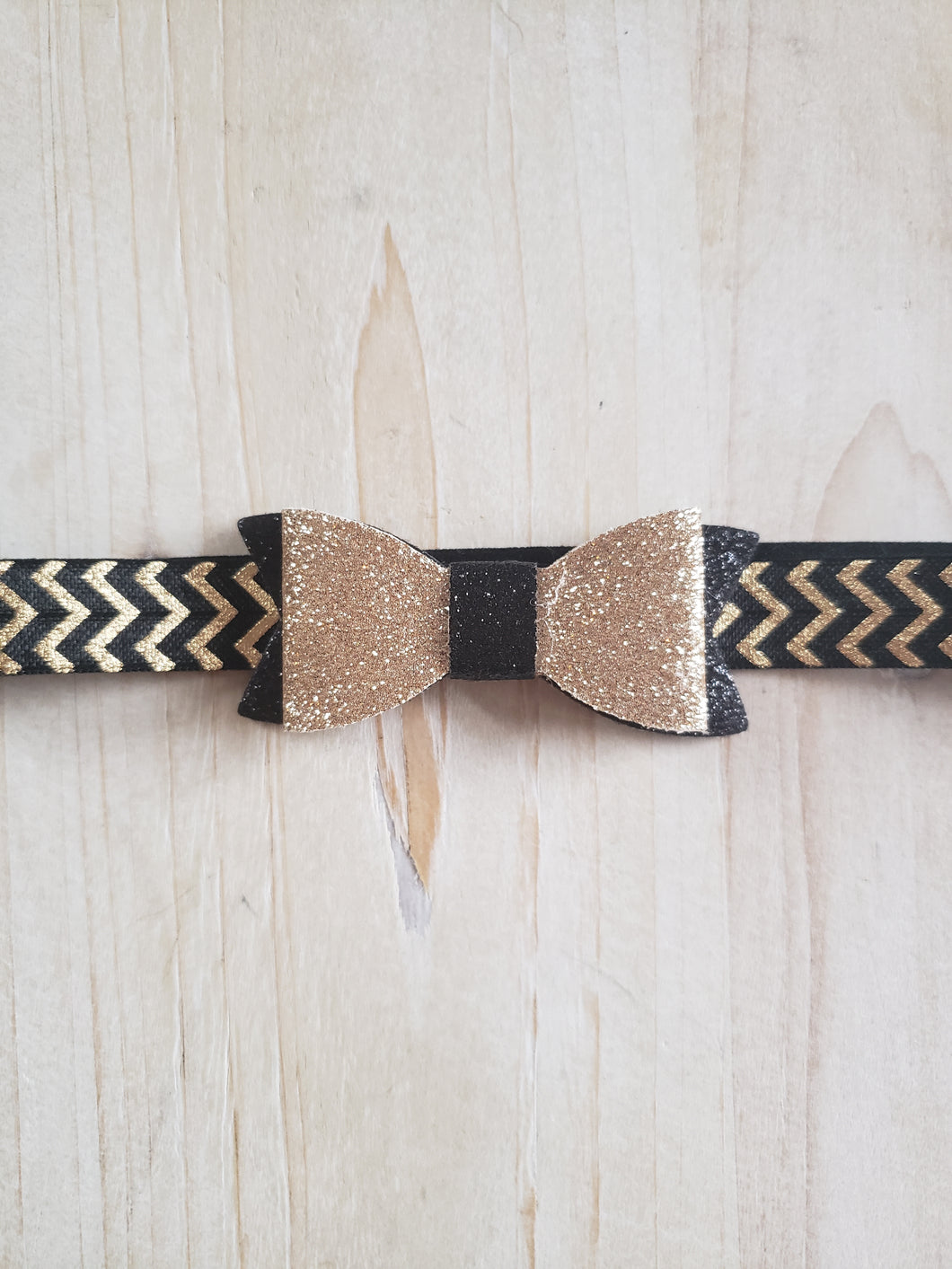 Sparkle Bow Headband- Black & Gold