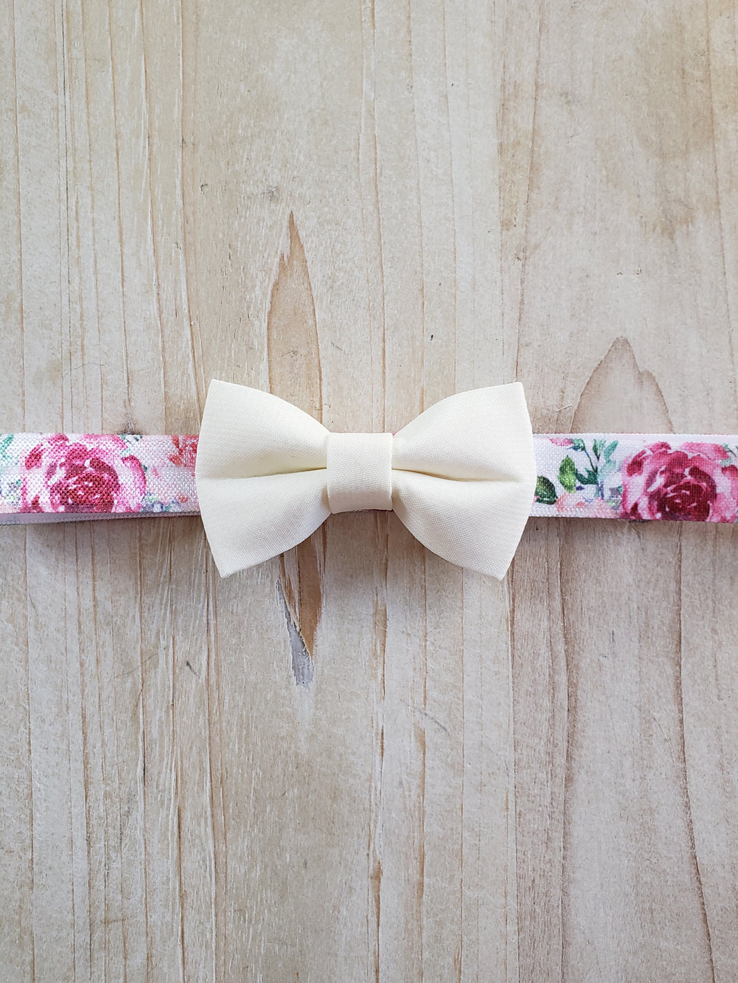 Infant stretch Headband- White Floral Bow