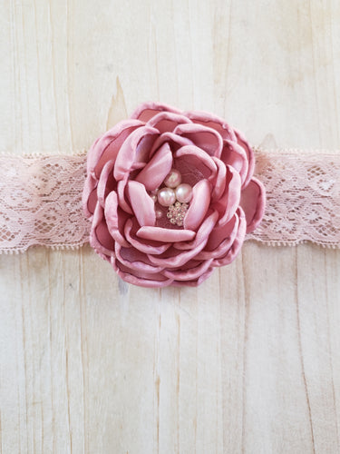 Lace Infant Headband- Mauve