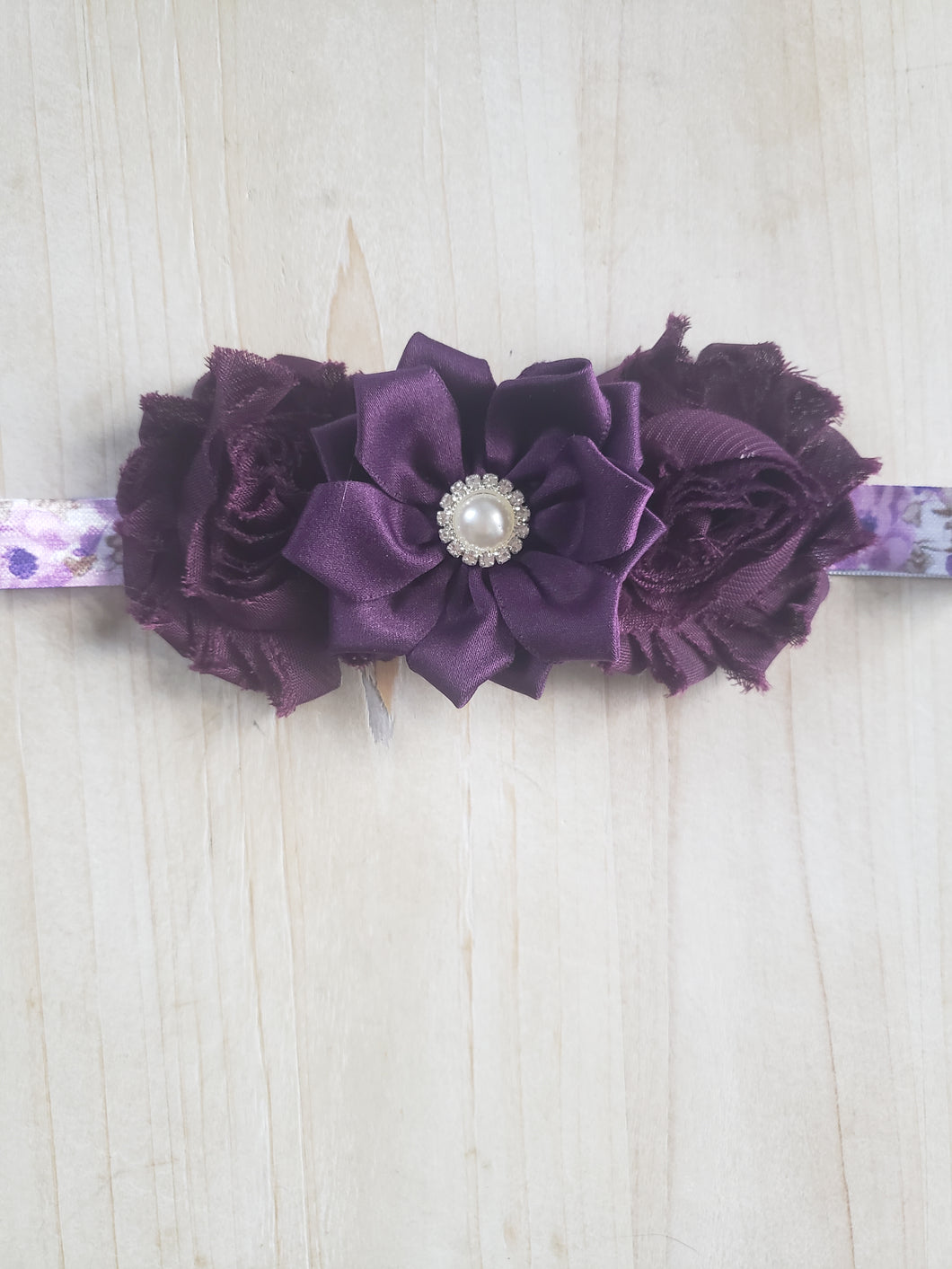 Toddler Floral Headband- Deep Purple