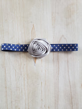 Load image into Gallery viewer, Floral Polka Dot Headband-Blue &amp; Silver