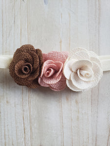 Infant Headband- Tri Floral Quilted