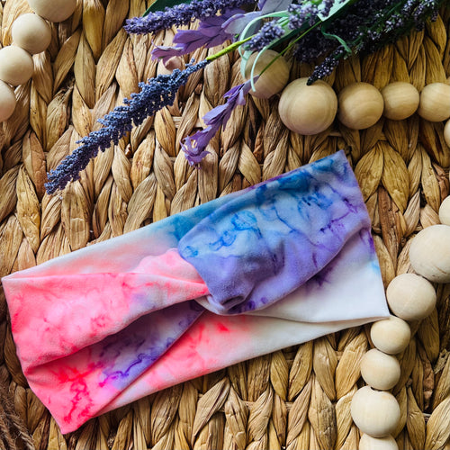 Neon Tie Dye Twist Knit Turban Headband- Infant