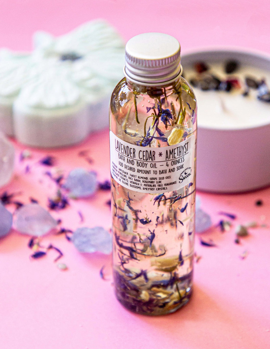 Amethyst Crystal Lavender & Cedar Bath and Body Oil