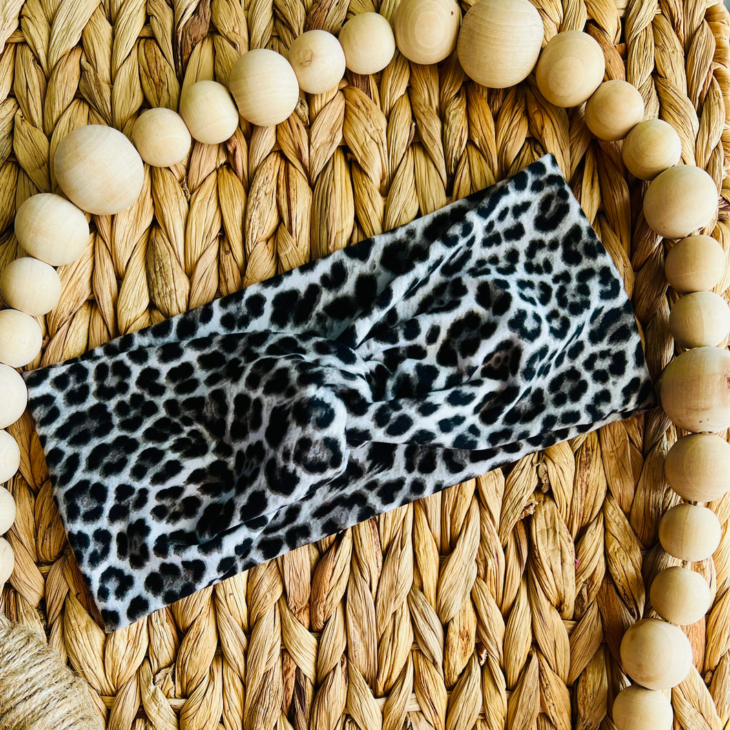 Black Cheetah Twist Knot Turban Headband