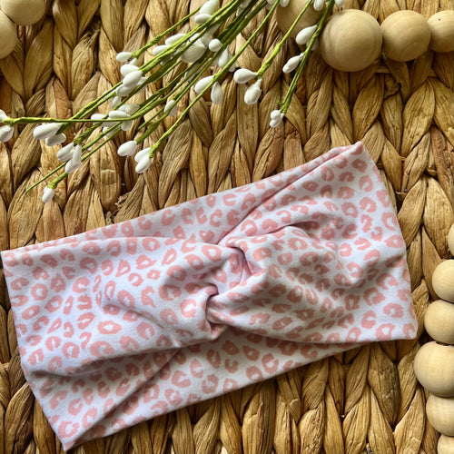 Pink Leopard Twist Knot Turban Headband- Infant