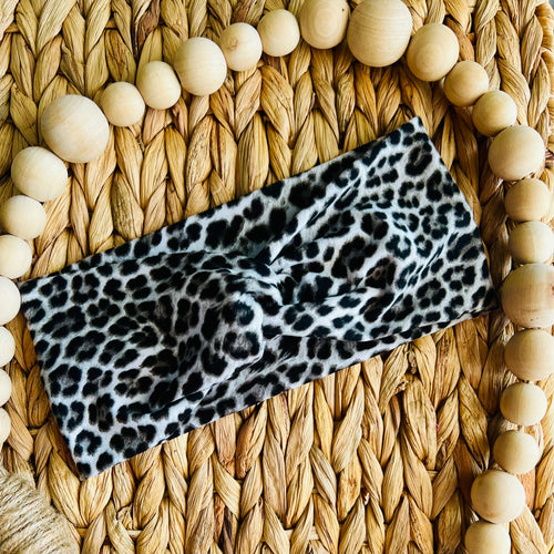 Infant Black Cheetah Twist Knot Turban Headband