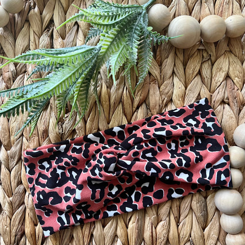 Orange Cheetah Twist Knot Turban Headband- Infant
