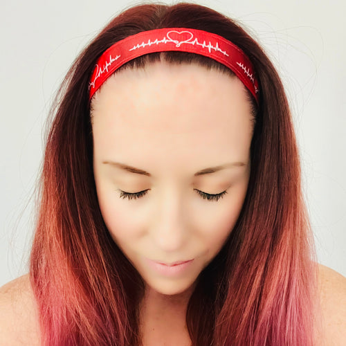 Red EKG Non Slip Headband