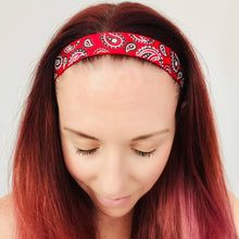 Load image into Gallery viewer, Red Paisley Non Slip Headband