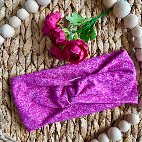 Pink Heather Twist Knot Turban Headband