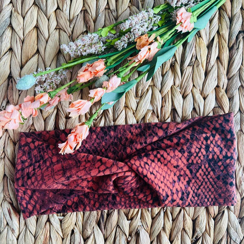 Twist-Knot Snakeskin Brushed Poly Headband- Adult