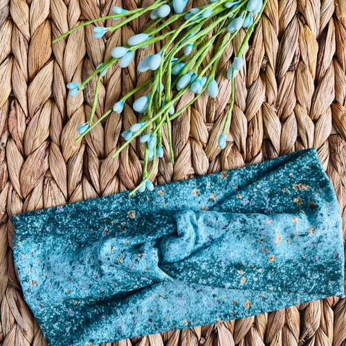Turquoise & Gold Twist Knot Headband